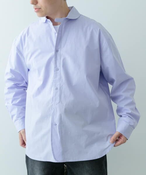 URBAN RESEARCH ITEMS/アーバンリサーチ アイテムズ ブロード ラウンドカラーシャツ PPL M URBAN RESEARCH ITEMS/アーバンリサーチ アイテムズ ブロード ラウンドカラーシャツ PPL M