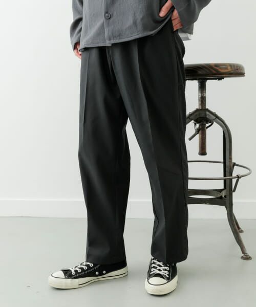 URBAN RESEARCH ITEMS/アーバンリサーチ アイテムズ 1-tuckストレッチイージーパンツ BLK M URBAN RESEARCH ITEMS/アーバンリサーチ アイテムズ 1-tuckストレッチイージーパンツ BLK M