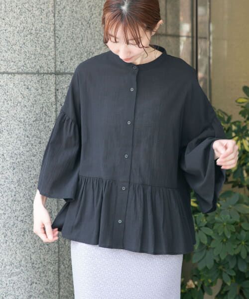 URBAN RESEARCH ITEMS/アーバンリサーチ アイテムズ バンドカラーティアードシャツ BLK FREE URBAN RESEARCH ITEMS/アーバンリサーチ アイテムズ バンドカラーティアードシャツ BLK FREE