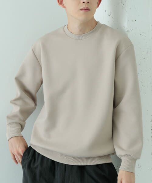 URBAN RESEARCH ITEMS/アーバンリサーチ アイテムズ ストレッチダンボール クルーネックプルオーバー BEG M URBAN RESEARCH ITEMS/アーバンリサーチ アイテムズ ストレッチダンボール クルーネックプルオーバー BEG M