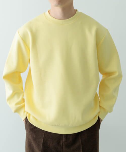 URBAN RESEARCH ITEMS/アーバンリサーチ アイテムズ ストレッチダンボール クルーネックプルオーバー YEL L URBAN RESEARCH ITEMS/アーバンリサーチ アイテムズ ストレッチダンボール クルーネックプルオーバー YEL L