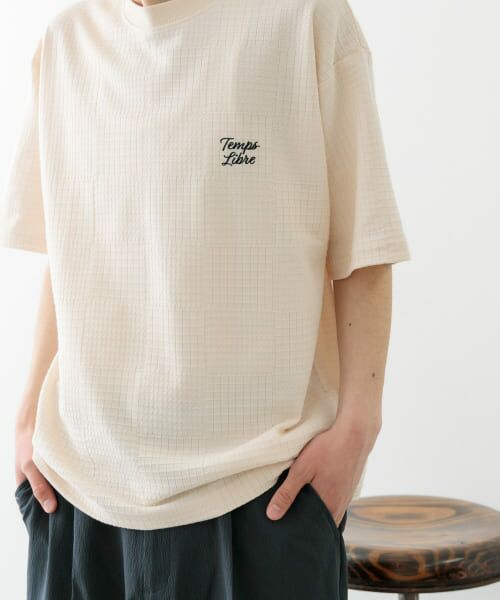URBAN RESEARCH ITEMS/アーバンリサーチ アイテムズ ワンポイント刺繍チェックジャカードTシャツ BEG L URBAN RESEARCH ITEMS/アーバンリサーチ アイテムズ ワンポイント刺繍チェックジャカードTシャツ BEG L