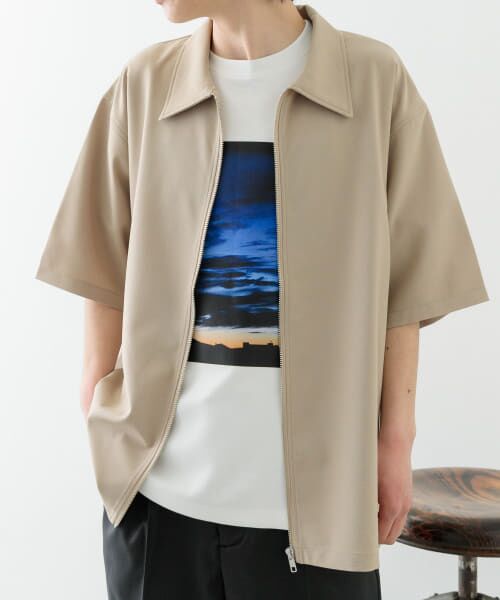 URBAN RESEARCH ITEMS/アーバンリサーチ アイテムズ 2wayストレッチジップアップ半袖シャツ BEG M URBAN RESEARCH ITEMS/アーバンリサーチ アイテムズ 2wayストレッチジップアップ半袖シャツ BEG M