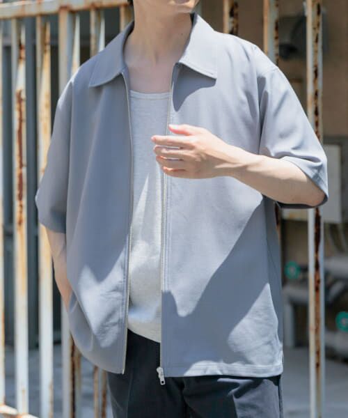 2wayストレッチジップアップ半袖シャツ （シャツ・ブラウス