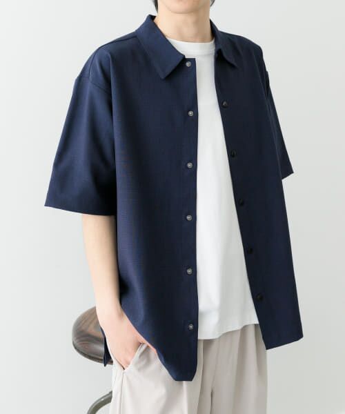 URBAN RESEARCH ITEMS/アーバンリサーチ アイテムズ 2wayストレッチスナップ半袖シャツ NVY M URBAN RESEARCH ITEMS/アーバンリサーチ アイテムズ 2wayストレッチスナップ半袖シャツ NVY M