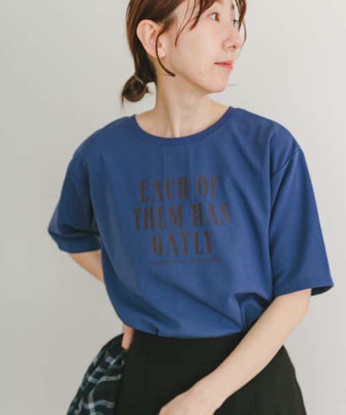 URBAN RESEARCH ITEMS/アーバンリサーチ アイテムズ カットジョーゼットロゴTシャツ BLU FREE URBAN RESEARCH ITEMS/アーバンリサーチ アイテムズ カットジョーゼットロゴTシャツ BLU FREE