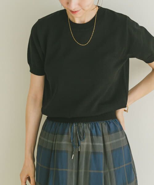 URBAN RESEARCH ITEMS/アーバンリサーチ アイテムズ コンパクト半袖ニット BLK FREE URBAN RESEARCH ITEMS/アーバンリサーチ アイテムズ コンパクト半袖ニット BLK FREE