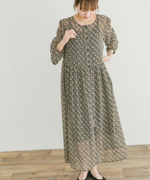 URBAN RESEARCH ITEMS/アーバンリサーチ アイテムズ フラワープリントシフォンワンピース BLK FREE URBAN RESEARCH ITEMS/アーバンリサーチ アイテムズ フラワープリントシフォンワンピース BLK FREE