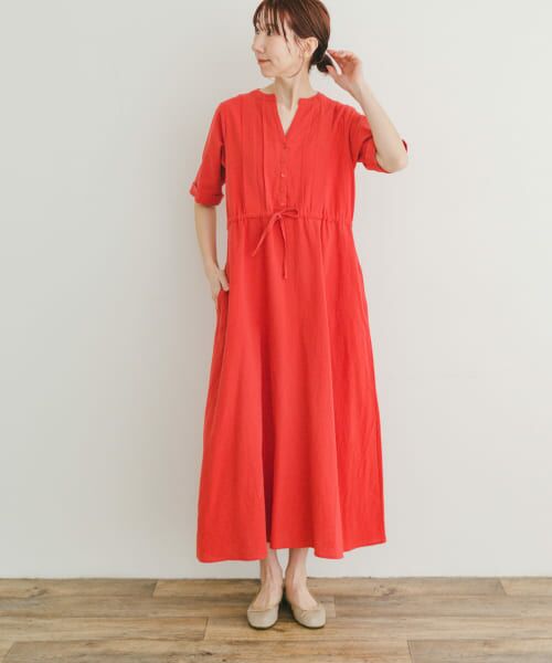 URBAN RESEARCH ITEMS/アーバンリサーチ アイテムズ ドライコットンタックワンピース RED FREE URBAN RESEARCH ITEMS/アーバンリサーチ アイテムズ ドライコットンタックワンピース RED FREE