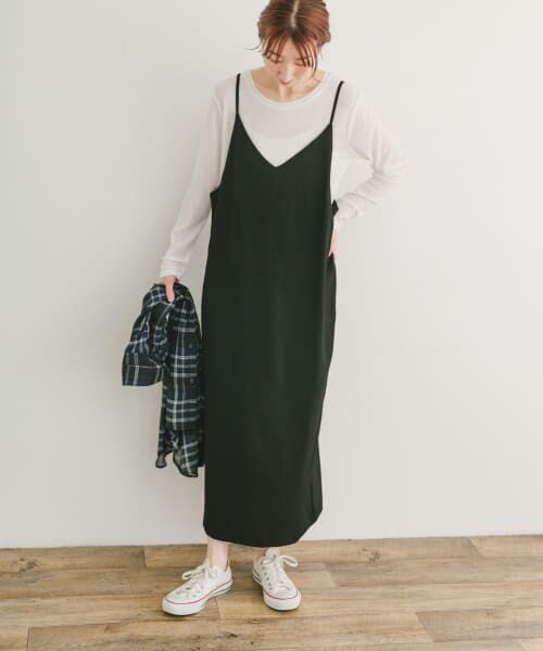 URBAN RESEARCH ITEMS/アーバンリサーチ アイテムズ シアークルーネックTシャツ×キャミワンピース OFF×BLK FREE URBAN RESEARCH ITEMS/アーバンリサーチ アイテムズ シアークルーネックTシャツ×キャミワンピース OFF×BLK FREE