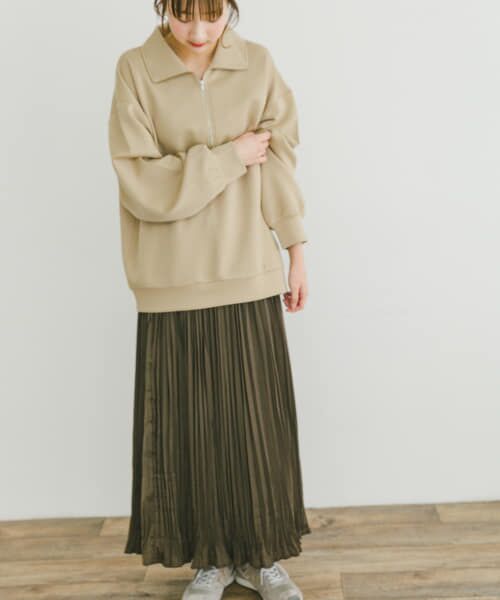 URBAN RESEARCH ITEMS/アーバンリサーチ アイテムズ ハーフジップトップス×スカートセット BEG×BRN FREE URBAN RESEARCH ITEMS/アーバンリサーチ アイテムズ ハーフジップトップス×スカートセット BEG×BRN FREE