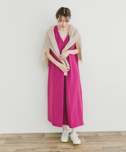 Plantation タグ付未使用✨2022SS アーバンツイルワンピース セール】 リネンライクテントラインワンピース （ワンピース