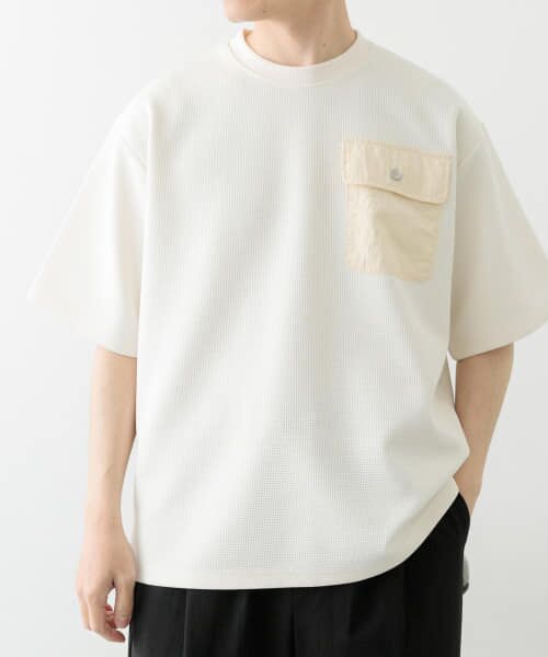 セール】 フラップポケットワッフルクルーネックTops （Tシャツ