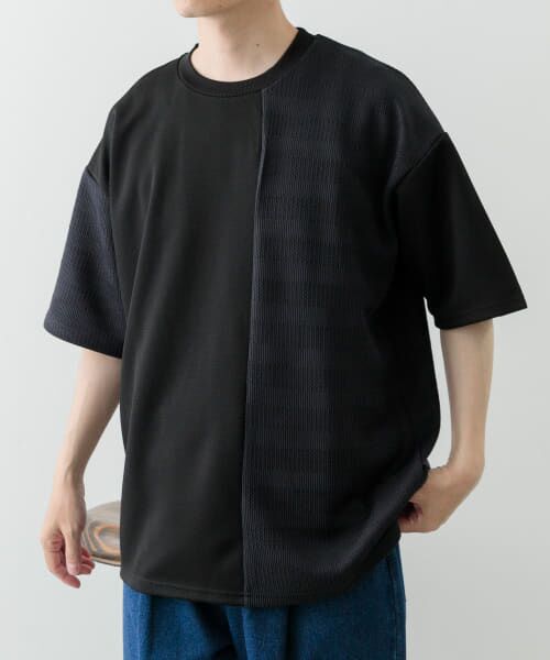 トップス K セール】 クルーネックジャカード切替トップス （Tシャツ