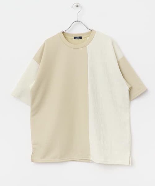 セール】 クルーネックジャカード切替トップス （Tシャツ
