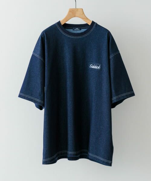 URBAN RESEARCH ITEMS/アーバンリサーチ アイテムズ ワンポイント刺繍クルーネックデニムTシャツ NVY L URBAN RESEARCH ITEMS/アーバンリサーチ アイテムズ ワンポイント刺繍クルーネックデニムTシャツ NVY L