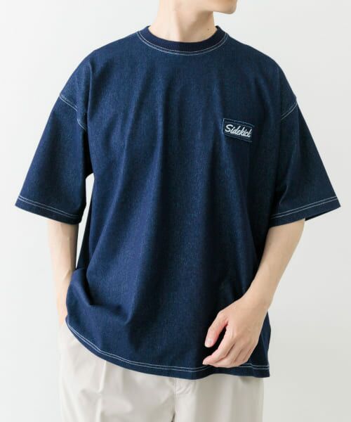 ワンポイント刺繍クルーネックデニムTシャツ （Tシャツ）｜URBAN