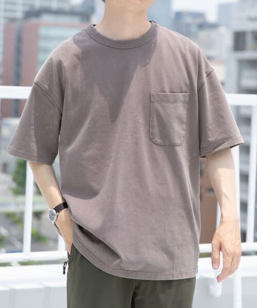 セール】 フェード加工クルーネック天竺ポケットTシャツ （T