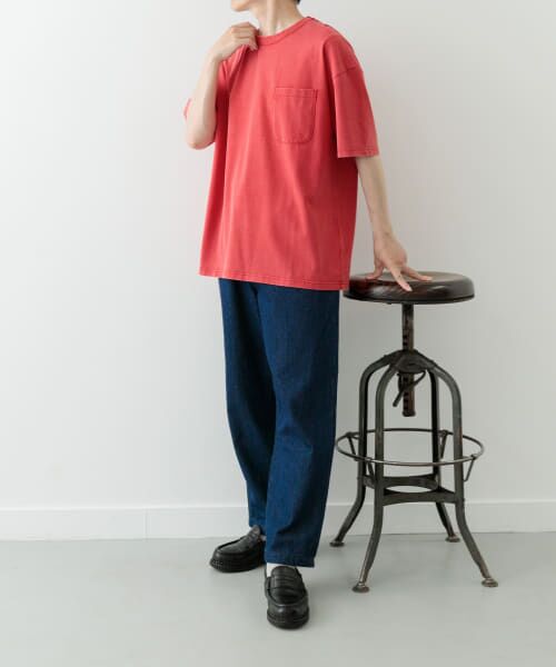 セール】 フェード加工クルーネック天竺ポケットTシャツ （T