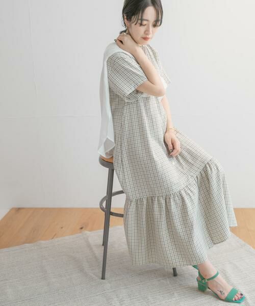 URBAN RESEARCH ITEMS / アーバンリサーチ アイテムズ ワンピース | バンドカラーチェックワンピース | 詳細1