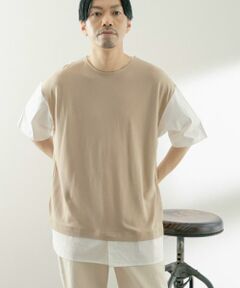 URBAN RESEARCH ITEMS / アーバンリサーチ アイテムズ Tシャツ | 布帛切替レイヤードクルーネックトップス