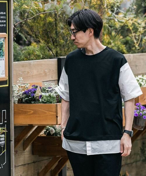 URBAN RESEARCH ITEMS / アーバンリサーチ アイテムズ Tシャツ | 布帛切替レイヤードクルーネックトップス | 詳細7