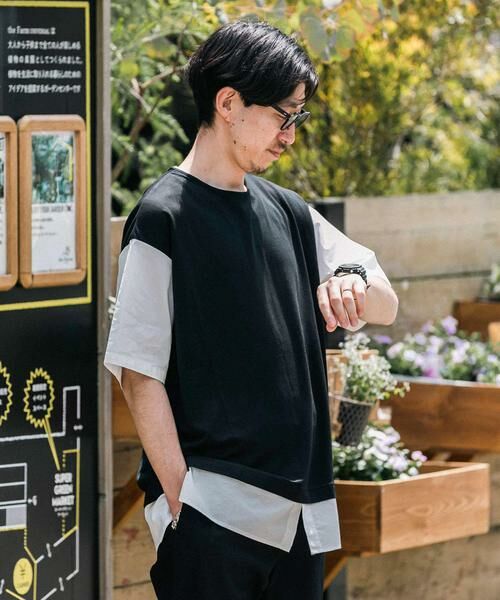 URBAN RESEARCH ITEMS / アーバンリサーチ アイテムズ Tシャツ | 布帛切替レイヤードクルーネックトップス | 詳細8
