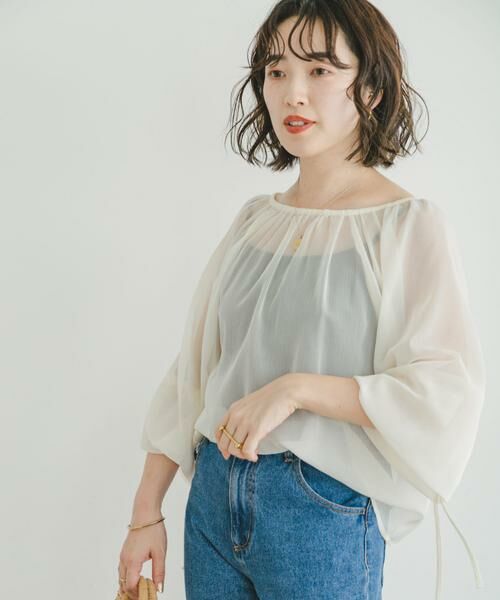 URBAN RESEARCH ITEMS / アーバンリサーチ アイテムズ シャツ・ブラウス | シアーストライプギャザーブラウス | 詳細19