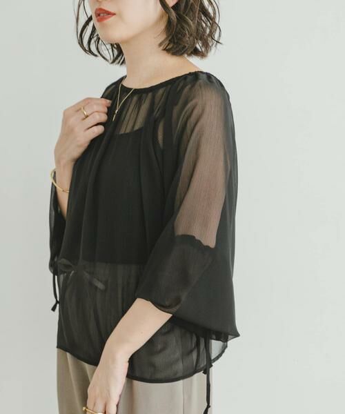 URBAN RESEARCH ITEMS / アーバンリサーチ アイテムズ シャツ・ブラウス | シアーストライプギャザーブラウス | 詳細25