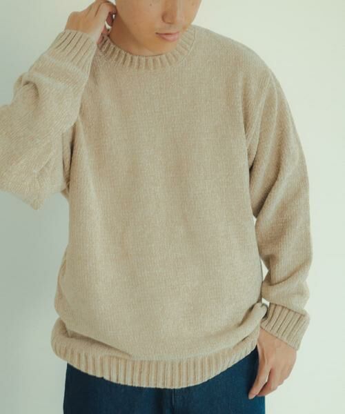 URBAN RESEARCH ITEMS/アーバンリサーチ アイテムズ モールクルーネックニットプルオーバー ベージュ M URBAN RESEARCH ITEMS/アーバンリサーチ アイテムズ モールクルーネックニットプルオーバー ベージュ M