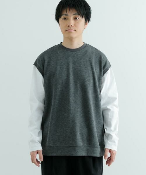 URBAN RESEARCH ITEMS / アーバンリサーチ アイテムズ スウェット | 袖キリカエ 綿タッチポンチ プルオーバー | 詳細12