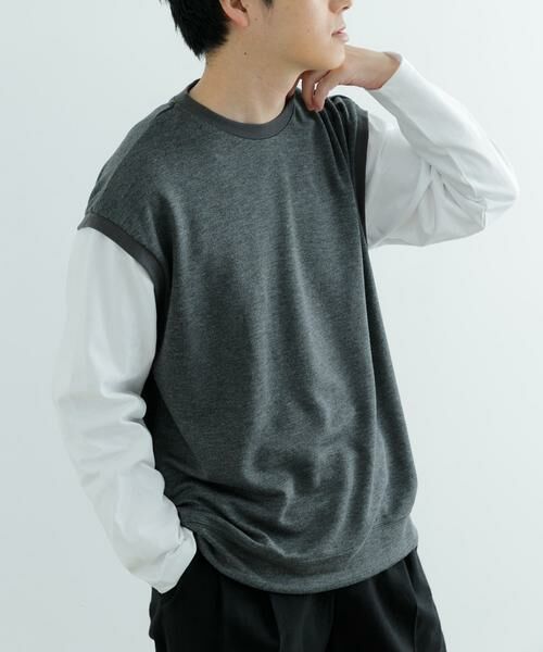 URBAN RESEARCH ITEMS / アーバンリサーチ アイテムズ スウェット | 袖キリカエ 綿タッチポンチ プルオーバー | 詳細6