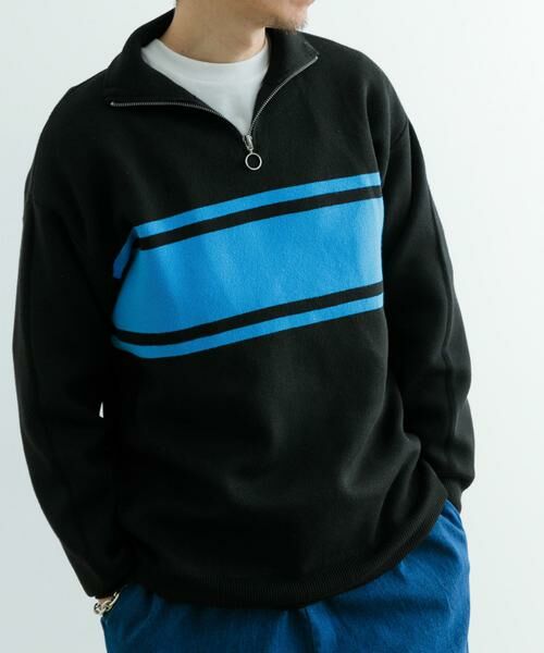 URBAN RESEARCH ITEMS / アーバンリサーチ アイテムズ ニット・セーター | ハーフZIP ボーダー プルオーバーニット | 詳細2