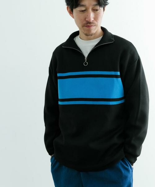 URBAN RESEARCH ITEMS / アーバンリサーチ アイテムズ ニット・セーター | ハーフZIP ボーダー プルオーバーニット | 詳細4