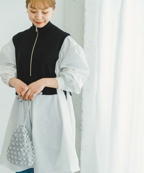 URBAN RESEARCH ITEMS / アーバンリサーチ アイテムズ ワンピース | ハーフジップベストドッキングミニワンピース(ブラック)