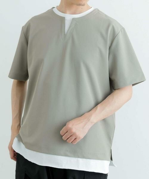 URBAN RESEARCH ITEMS / アーバンリサーチ アイテムズ Tシャツ | 『イージーケア/吸水速乾』高機能ワッフル フェイクレイヤーキーネックTシャツ | 詳細1