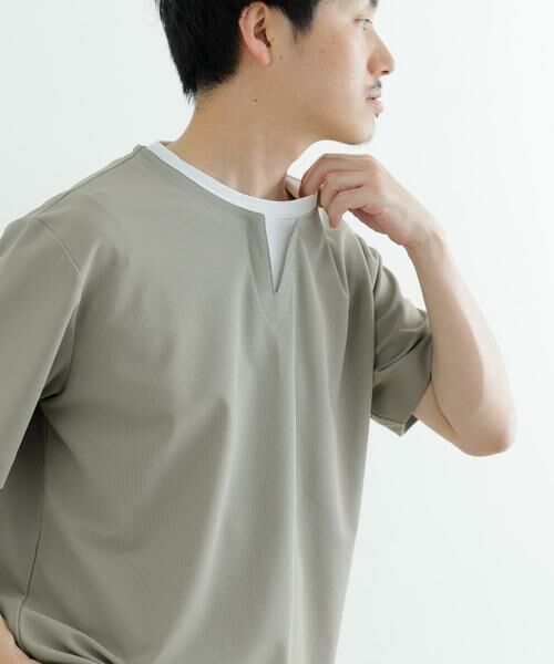 URBAN RESEARCH ITEMS / アーバンリサーチ アイテムズ Tシャツ | 『イージーケア/吸水速乾』高機能ワッフル フェイクレイヤーキーネックTシャツ | 詳細2