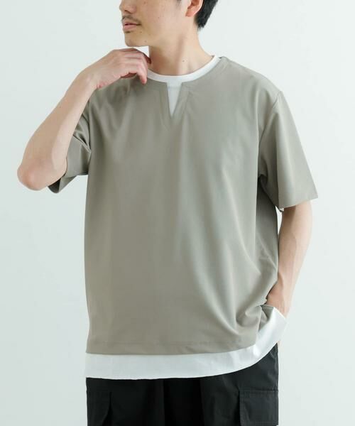 URBAN RESEARCH ITEMS / アーバンリサーチ アイテムズ Tシャツ | 『イージーケア/吸水速乾』高機能ワッフル フェイクレイヤーキーネックTシャツ | 詳細3