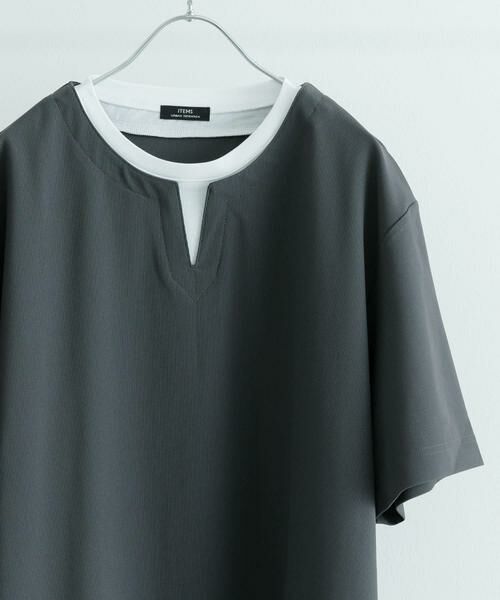 URBAN RESEARCH ITEMS / アーバンリサーチ アイテムズ Tシャツ | 『イージーケア/吸水速乾』高機能ワッフル フェイクレイヤーキーネックTシャツ | 詳細25