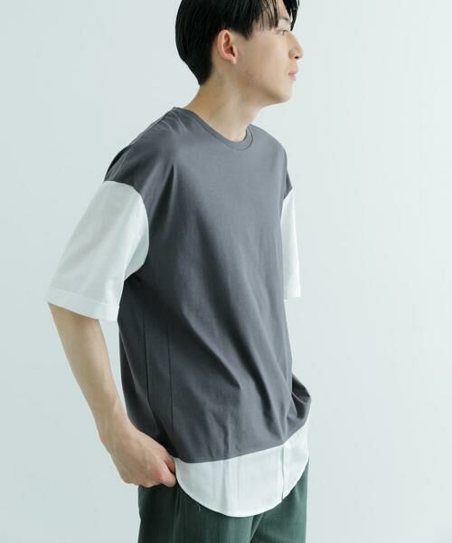 URBAN RESEARCH ITEMS / アーバンリサーチ アイテムズ Tシャツ | 接触冷感TC天竺 布帛キリカエTシャツ | 詳細4