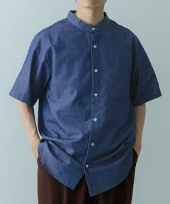 URBAN RESEARCH ITEMS / アーバンリサーチ アイテムズ シャツ・ブラウス | TCインディゴ バンドカラー半袖シャツ