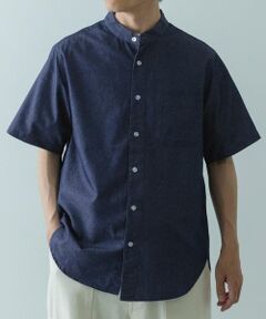 URBAN RESEARCH ITEMS / アーバンリサーチ アイテムズ シャツ・ブラウス | TCインディゴ バンドカラー半袖シャツ