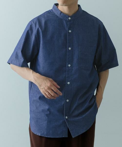 URBAN RESEARCH ITEMS / アーバンリサーチ アイテムズ シャツ・ブラウス | TCインディゴ バンドカラー半袖シャツ | 詳細1
