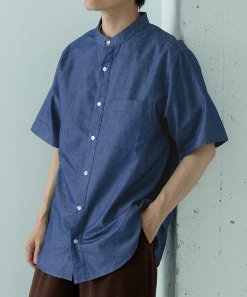 URBAN RESEARCH ITEMS / アーバンリサーチ アイテムズ シャツ・ブラウス | TCインディゴ バンドカラー半袖シャツ | 詳細4