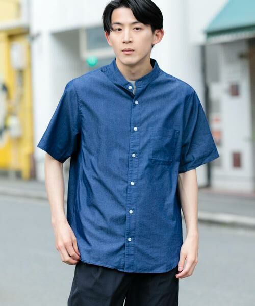 URBAN RESEARCH ITEMS / アーバンリサーチ アイテムズ シャツ・ブラウス | TCインディゴ バンドカラー半袖シャツ | 詳細1