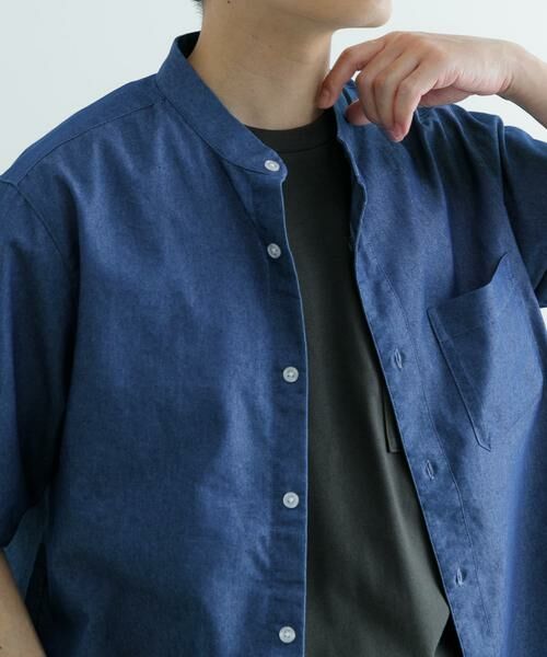 URBAN RESEARCH ITEMS / アーバンリサーチ アイテムズ シャツ・ブラウス | TCインディゴ バンドカラー半袖シャツ | 詳細10