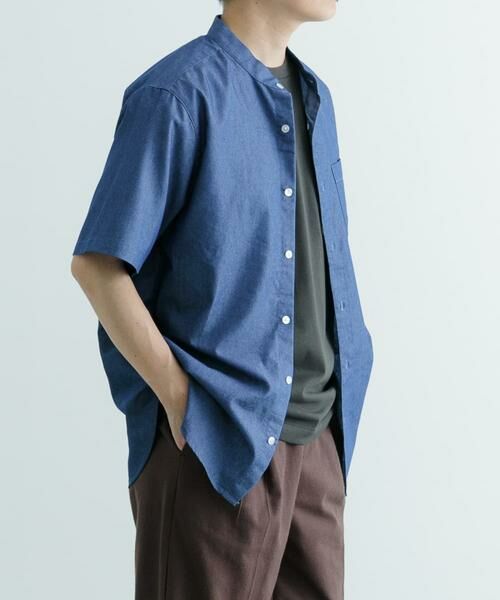URBAN RESEARCH ITEMS / アーバンリサーチ アイテムズ シャツ・ブラウス | TCインディゴ バンドカラー半袖シャツ | 詳細12