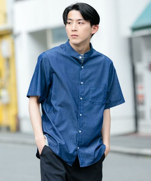 URBAN RESEARCH ITEMS / アーバンリサーチ アイテムズ シャツ・ブラウス | TCインディゴ バンドカラー半袖シャツ | 詳細2