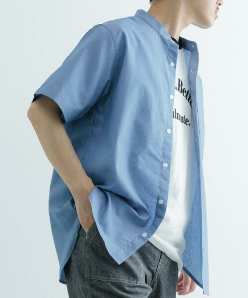 URBAN RESEARCH ITEMS / アーバンリサーチ アイテムズ シャツ・ブラウス | TCインディゴ バンドカラー半袖シャツ | 詳細22