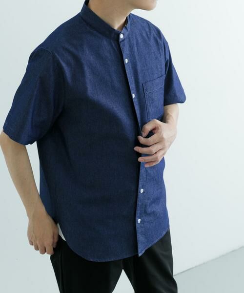 URBAN RESEARCH ITEMS / アーバンリサーチ アイテムズ シャツ・ブラウス | TCインディゴ バンドカラー半袖シャツ | 詳細30